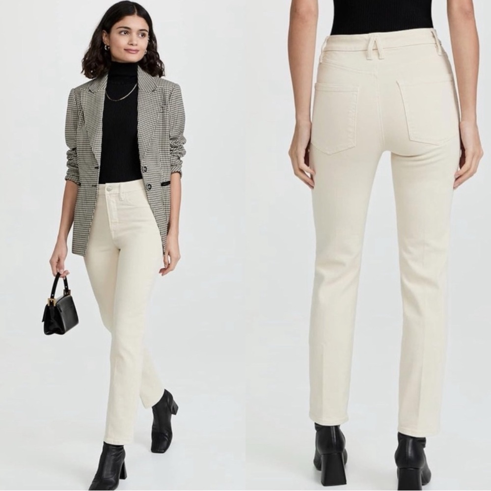 GOOD AMERICAN Classic Bone Straight Cotton High Rise 
Jeans Pants